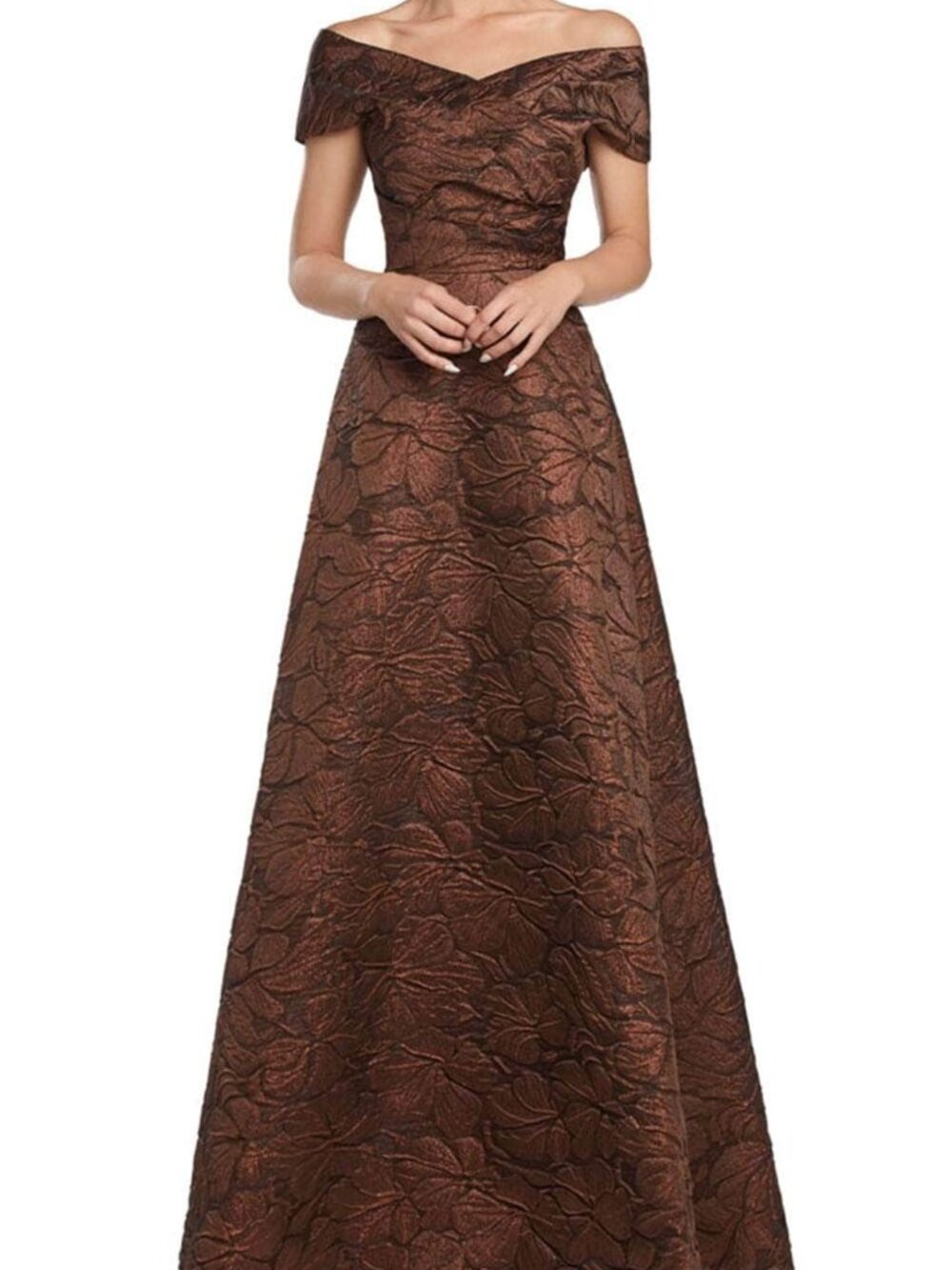 NWT Alexander by Daymor 2055F24 Off-Shoulder Formal Gown Copper size 12